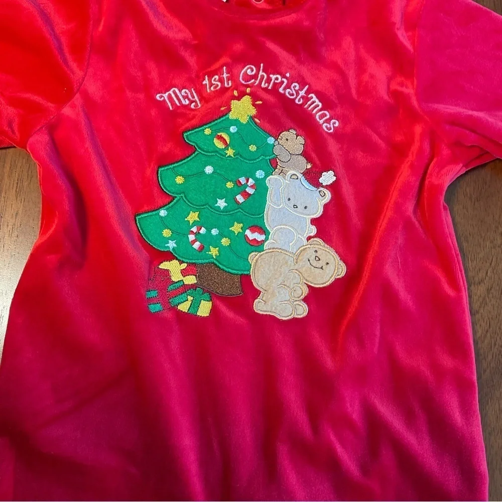 “My First Christmas” Velour Onesie